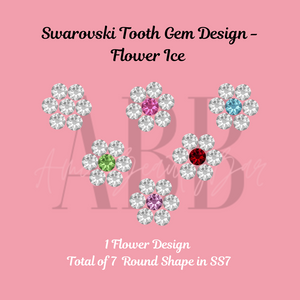 Flower Ice Swarovski Tooth Gems - Lead Free