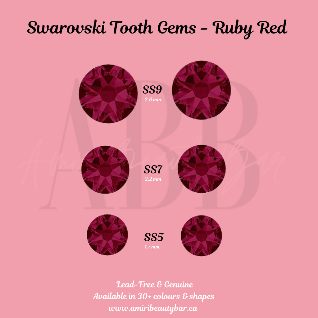 Genuine Swarovski Tooth Gems - Ruby Red