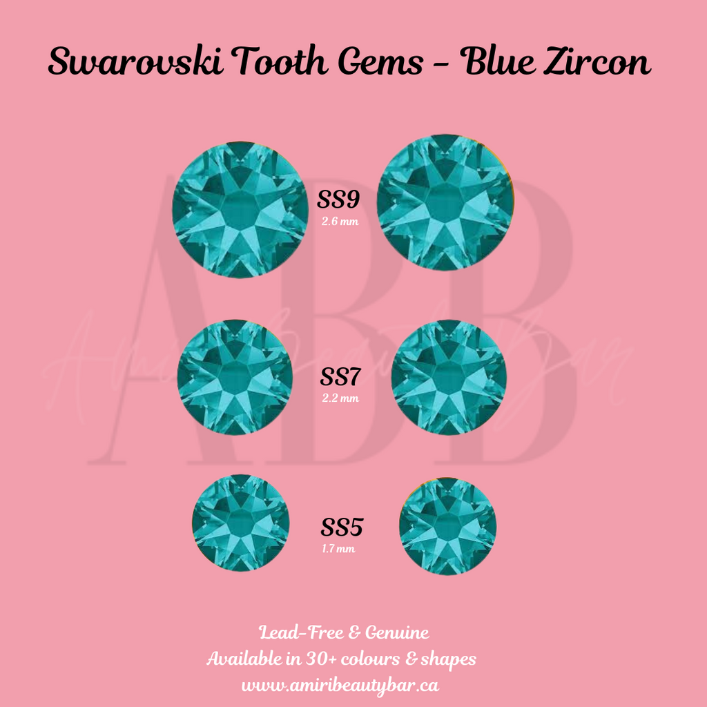 Genuine Swarovski Tooth Gems - Blue Zircon