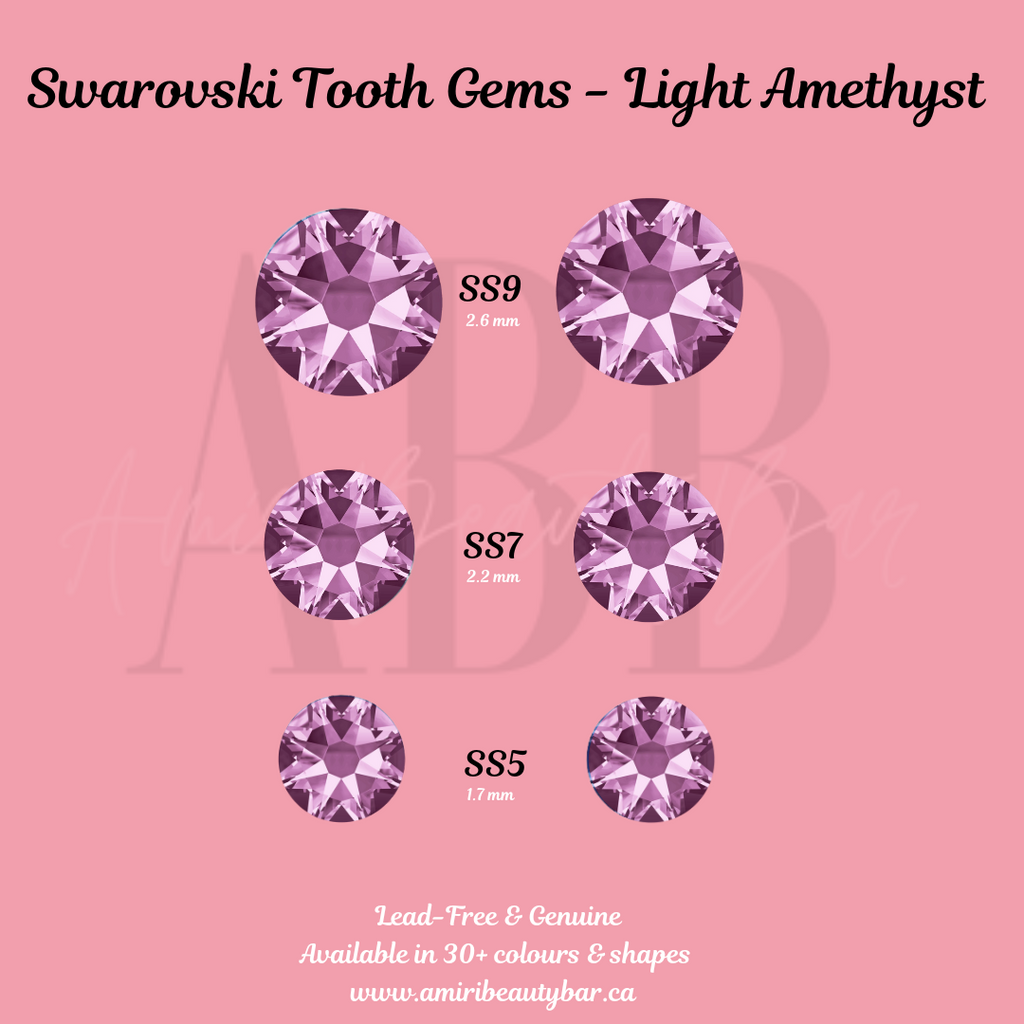 Genuine Swarovski Tooth Gems - Light Amethyst