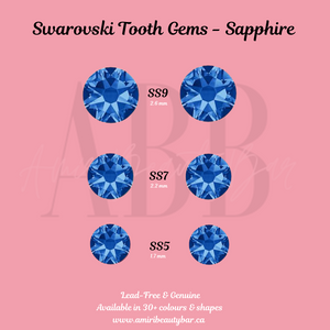 Genuine Swarovski Tooth Gems - Sapphire