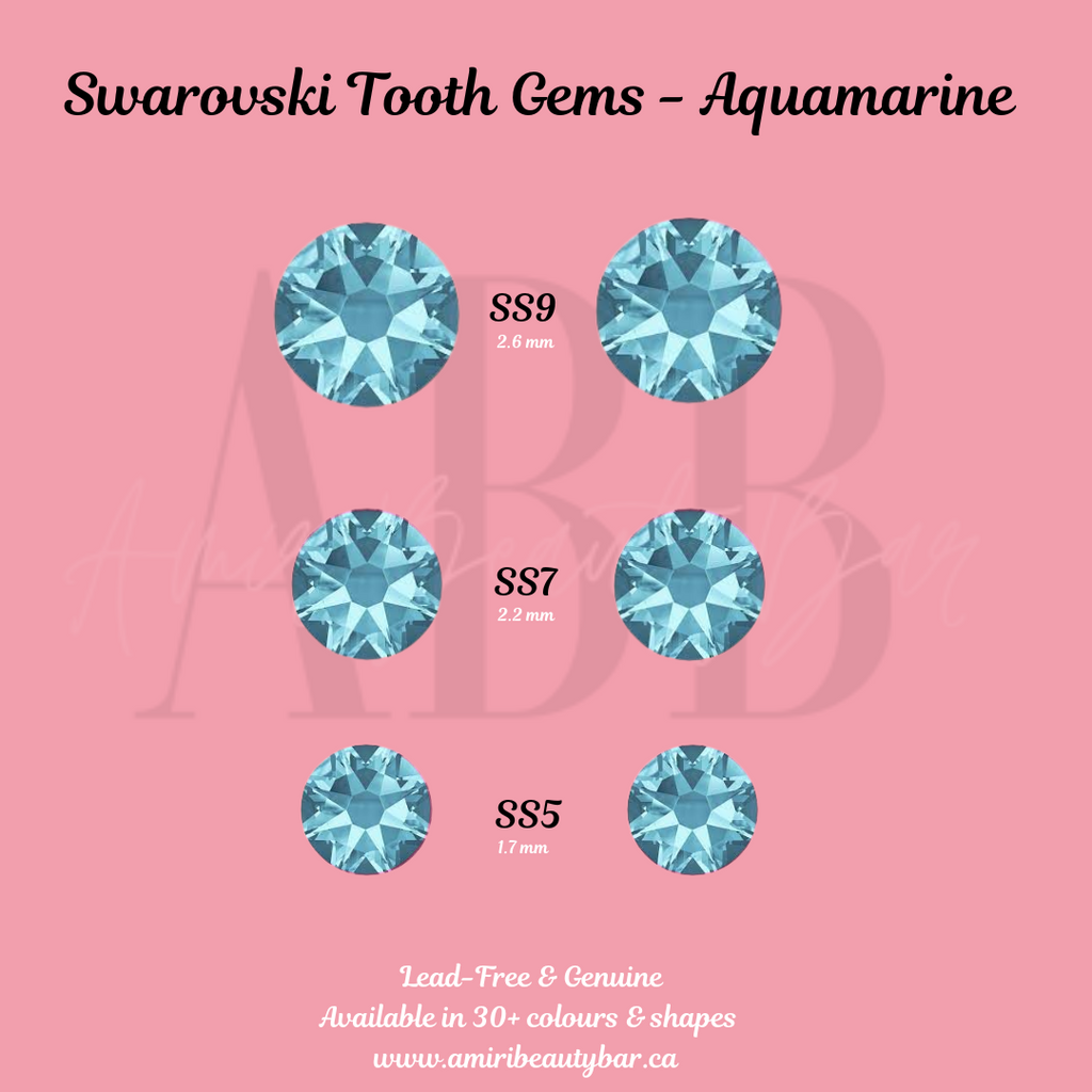 Genuine Swarovski Tooth Gems - Aquamarine