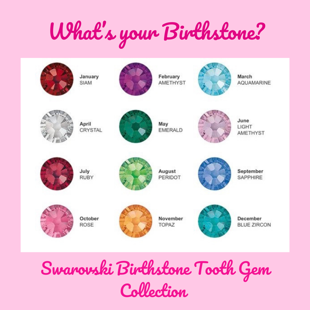 “What’s Your Birthstone?” Swarovski Birthstone Tooth Gem Collection Wheel - AmiriBeautyBar